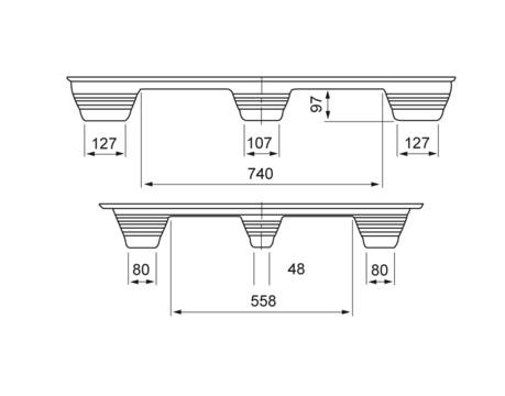 Pressholzpalette Typ F10, Industriepalettenmaß | 1200 x 1000 x 140 mm (L x B x H), dyn. Tragkraft 900 kg | VE = 5 Stk.