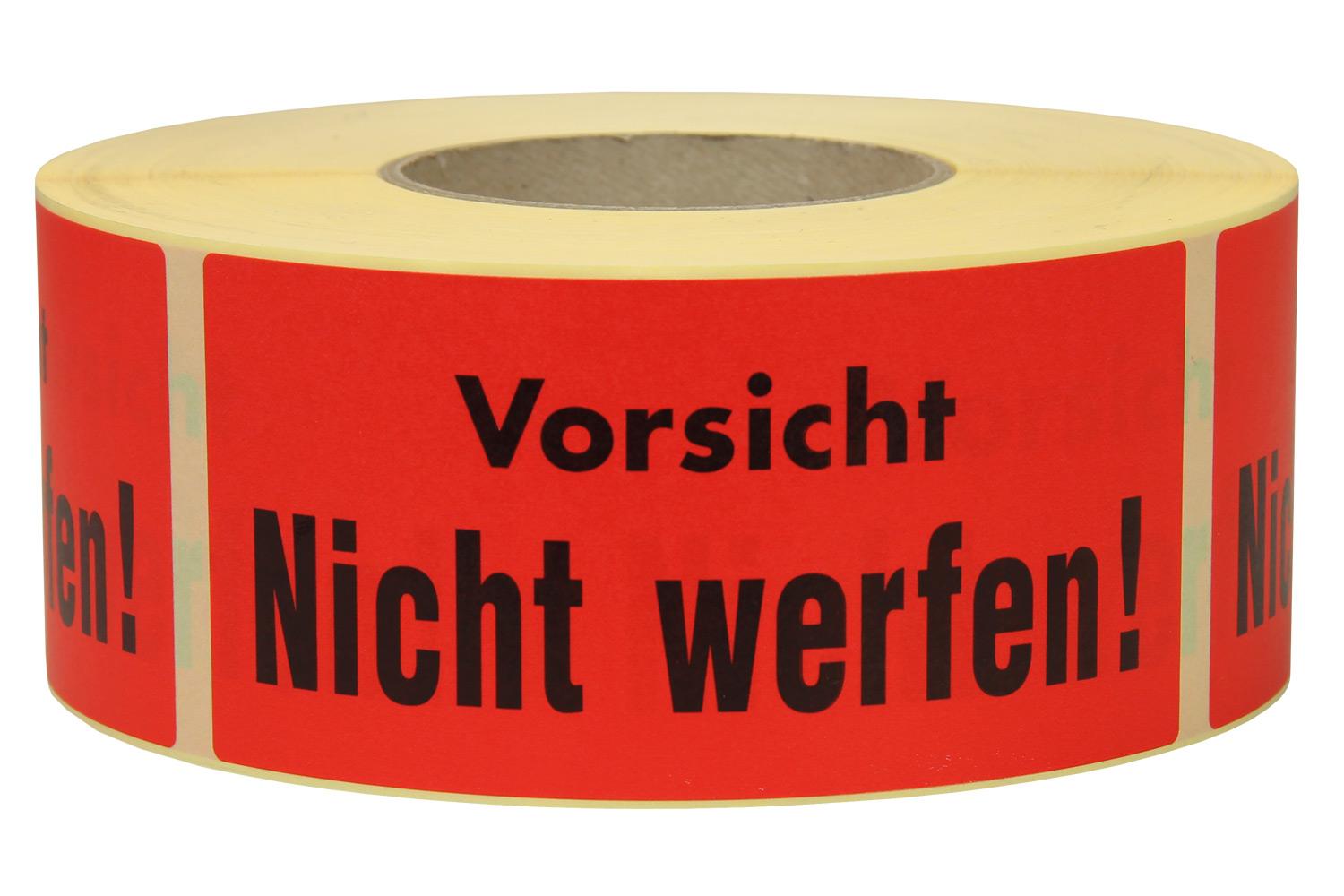 Warnetiketten aus Papier, rot, "Vorsicht Nicht werfen!" | 145 x 70 mm (L x B) |