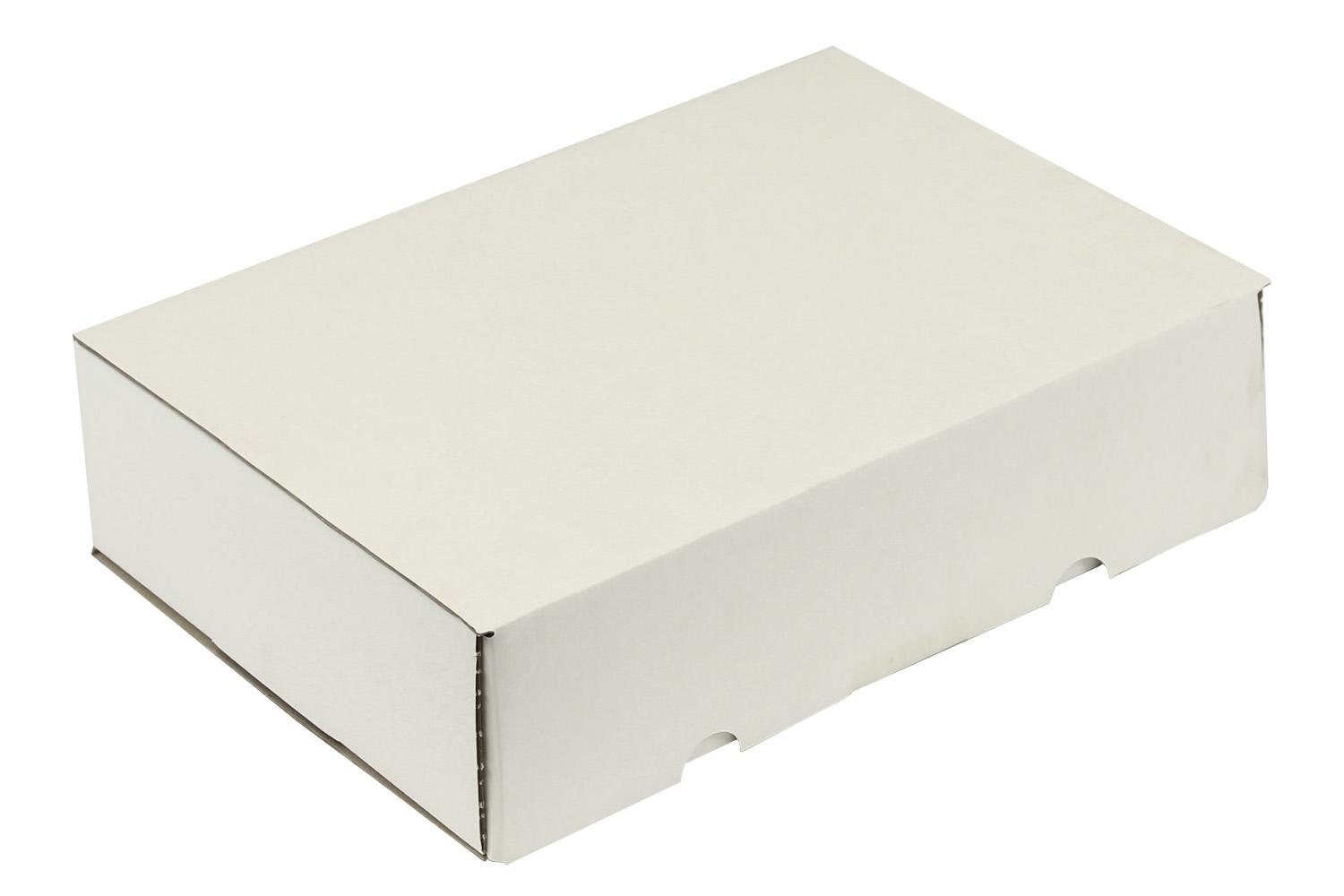 Klappschachtel aus Feinwelle 1-wellig, weiß, DIN A4 | 300 x 215 x 77 mm (L x B x H) Innenmaß | VE = 50 Stk.