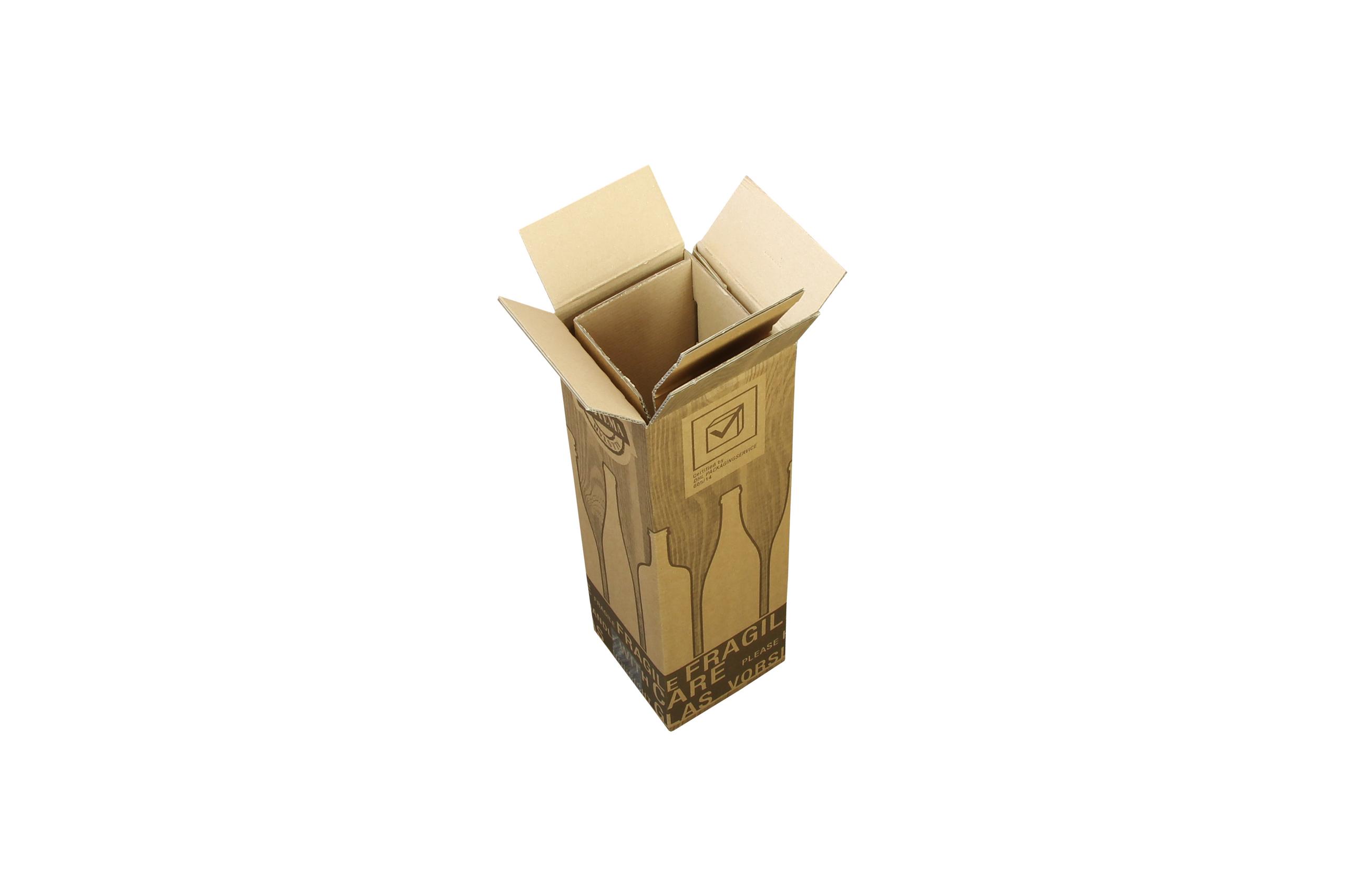 PTZ-Flaschenkarton 1er, braun, postgeprüft | 120 x 120 x 390 mm (L x B x H) | VE = 20 Stk.