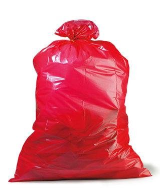 Müllsack, 120 Liter, rot, 45 µ | 700 x 1100 mm (Offene Seite x L) | VE = 250 Stk.