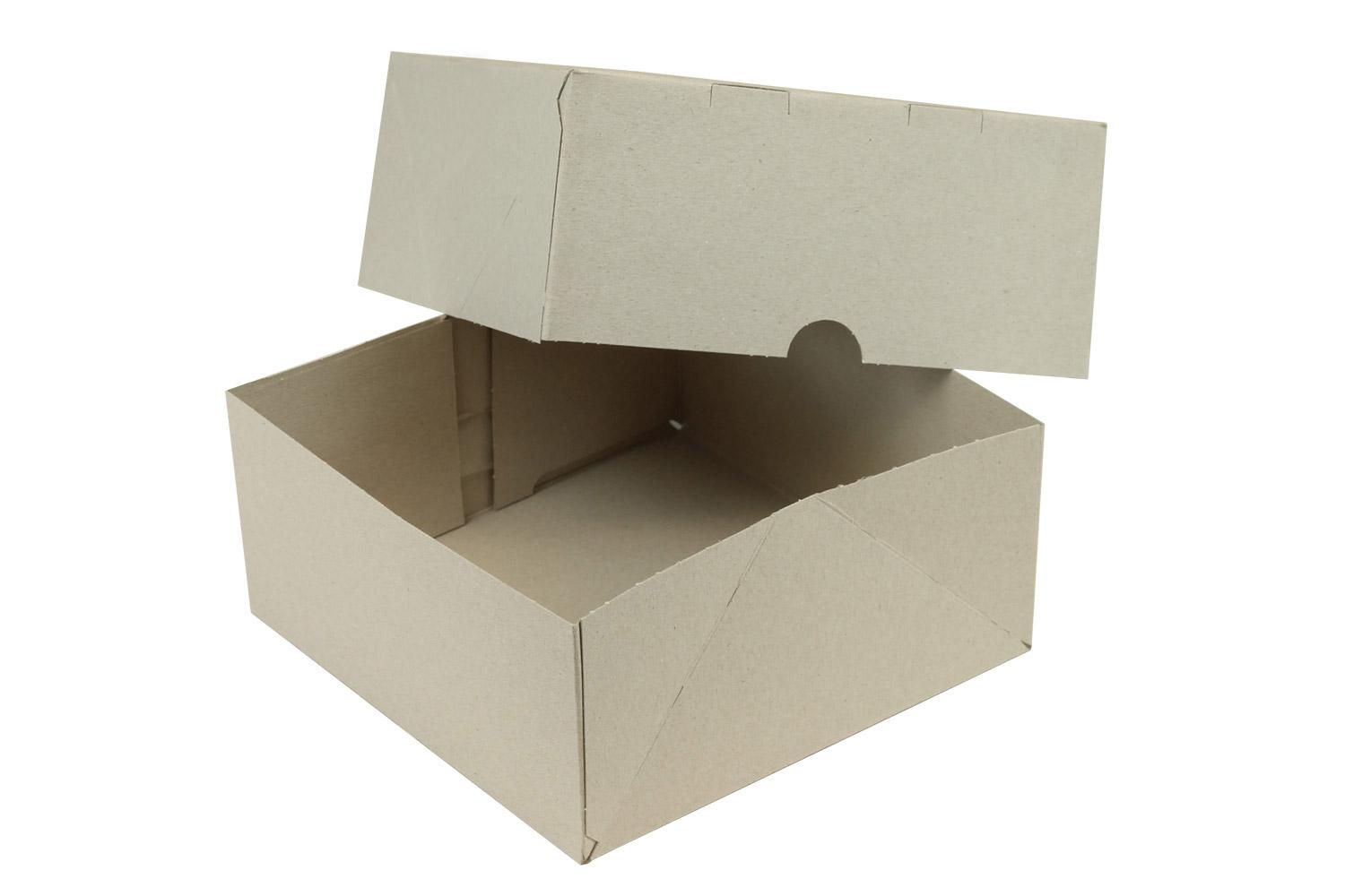 Aufrichteschachtel aus Graukarton, 2-teilig, 400 g/m² | 218 x 215 x 100 mm (L x B x H) Innenmaß | VE = 25 Stk.