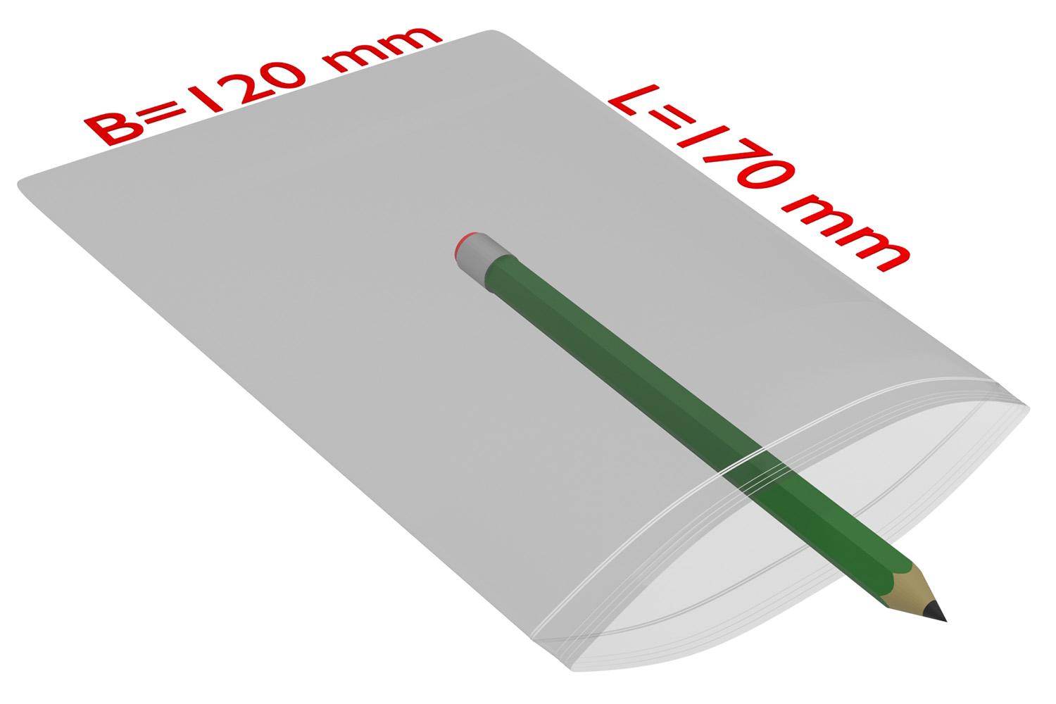 PE-Druckverschlussbeutel, transparent, 90 µ | 120 x 170 mm (Offene Seite x L) | VE = 1000 Stk.