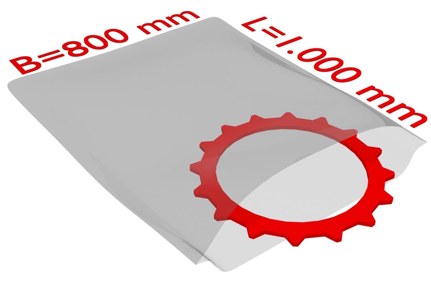 PE-Flachbeutel, transparent, 100 µ | 800 x 1000 mm (Offene Seite x L) | VE = 100 Stk.