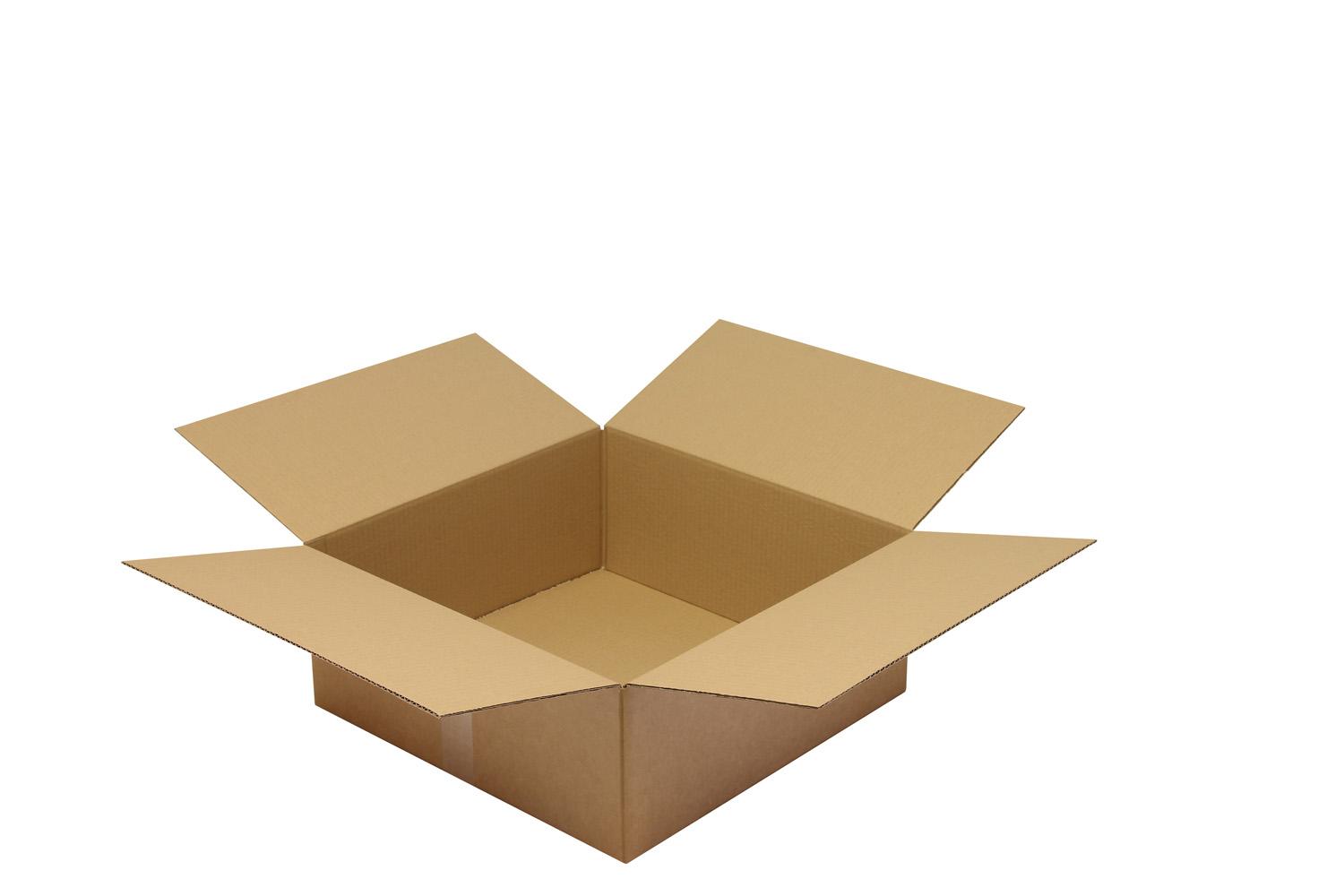 Wellpapp-Faltkarton 1-wellig, braun, Qual. 1.30 | 500 x 500 x 200 mm (L x B x H) Innenmaß | VE = 25 Stk.
