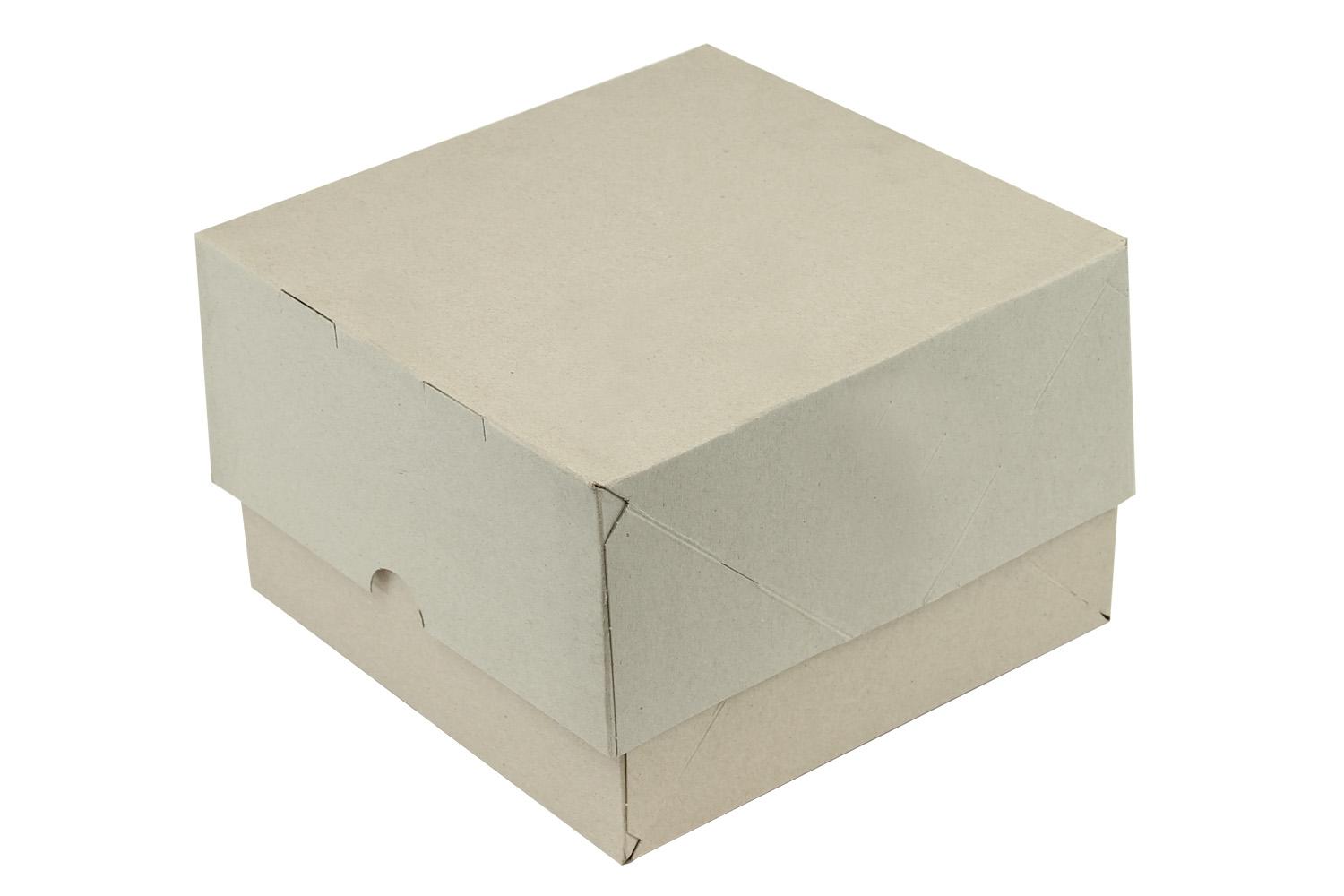 Aufrichteschachtel aus Graukarton, 2-teilig, 400 g/m² | 218 x 215 x 100 mm (L x B x H) Innenmaß | VE = 25 Stk.