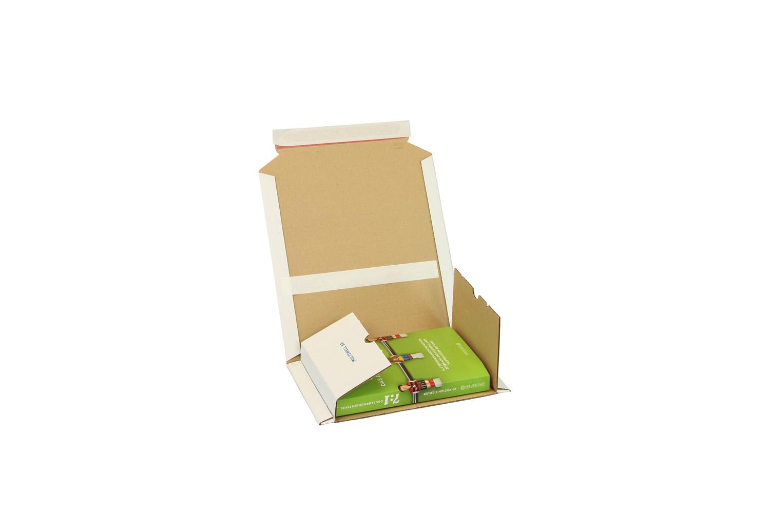Medienverpackung, weiß, DIN A5 | 217 x 155 x 15–50 mm (L x B x H) Innenmaß | VE = 50 Stk.