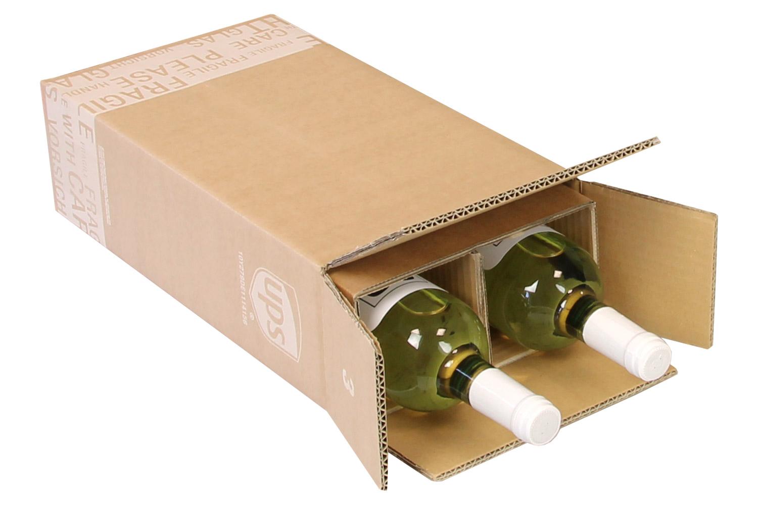 PTZ-Flaschenkarton 2er, braun, postgeprüft | 205 x 105 x 400 mm (L x B x H) Innenmaß | VE = 20 Stk.