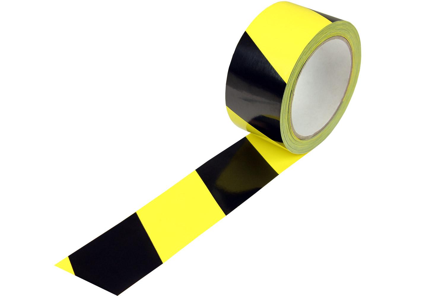 PVC-Kennzeichnungsband, leise, gelb-schwarz, 52 µ | 50 mm x 66 lfm. | VE = 6 Stk.