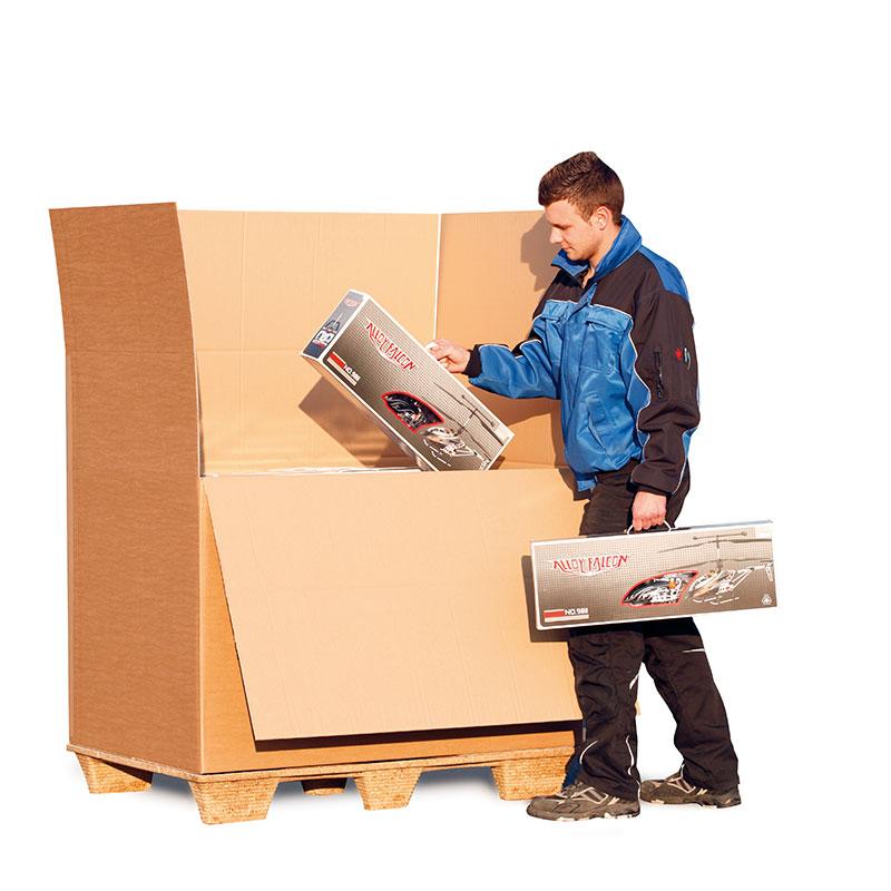 Palettencontainer 2-wellig, braun, Qual. 2.40 | 780 x 580 x 750 mm (L x B x H) Innenmaß | VE = 10 Stk.