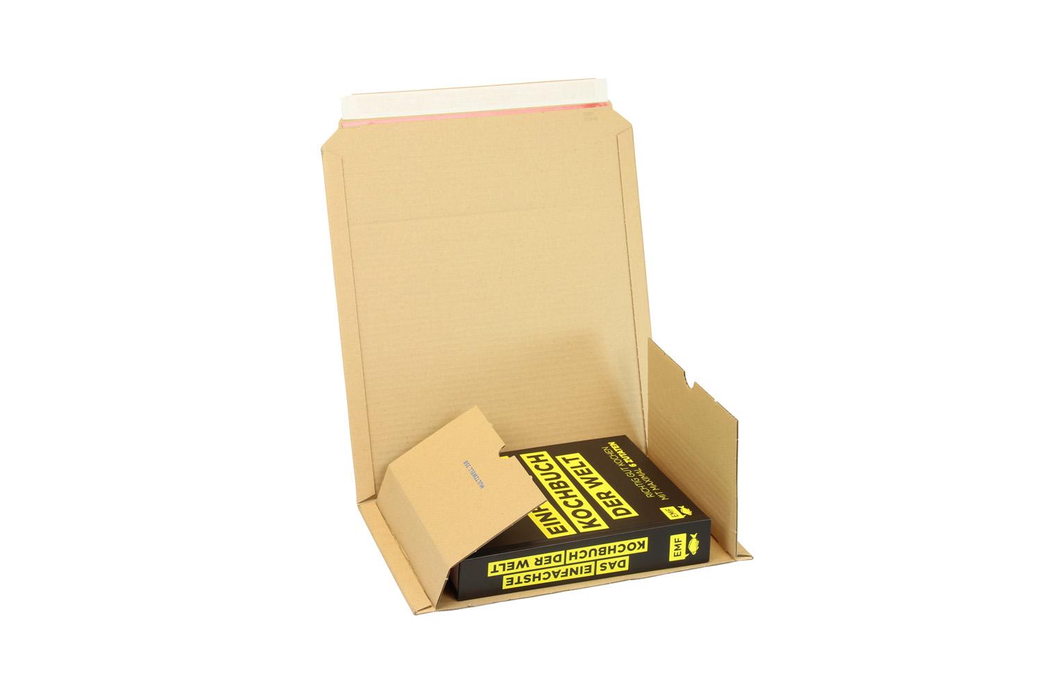 Medienverpackung, braun, DIN A4 | 302 x 215 x 20–75 mm (L x B x H) Innenmaß | VE = 25 Stk.
