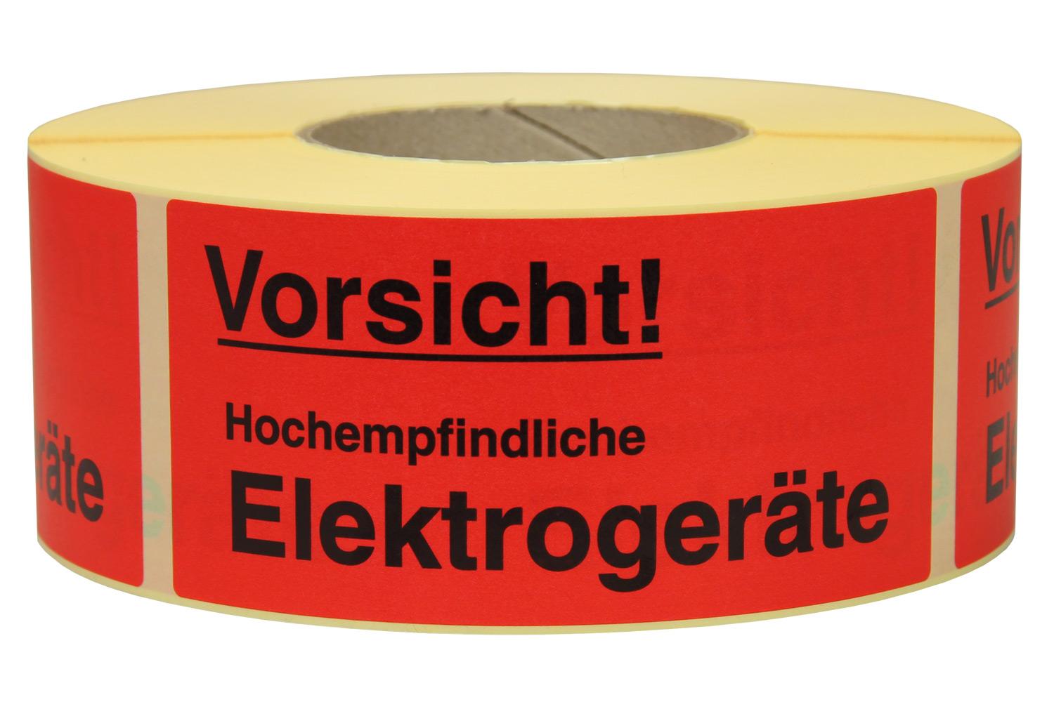 Warnetiketten aus Papier, rot, "Vorsicht! Empfindliche Elektrogeräte" | 145 x 70 mm (L x B) |