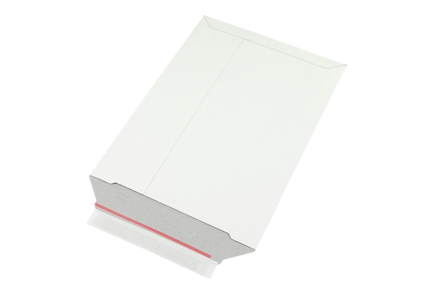 Vollpapp-Versandtasche, 400 g/m², weiß, SK-Verschluss, DIN C4 | 244 x 345 mm (Offene Seite x L) | VE = 100 Stk.