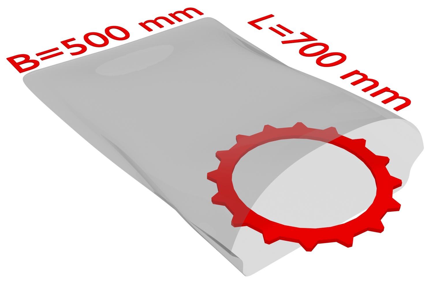 PE-Flachbeutel, transparent, 50 µ | 500 x 700 mm (Offene Seite x L) | VE = 500 Stk.