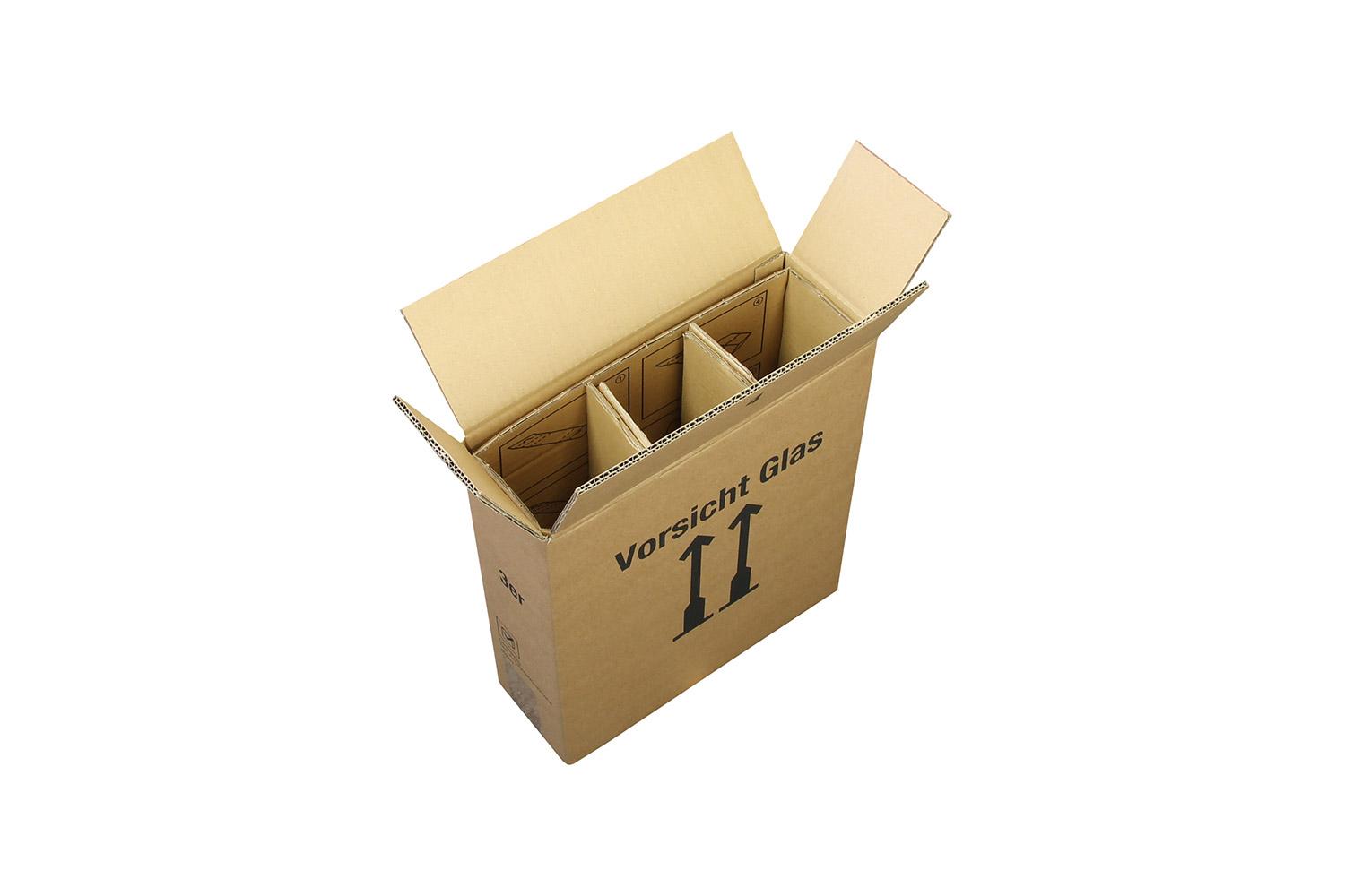PTZ-Flaschenkarton 3er, braun, postgeprüft | 305 x 110 x 395 mm (L x B x H) Innenmaß | VE = 20 Stk.