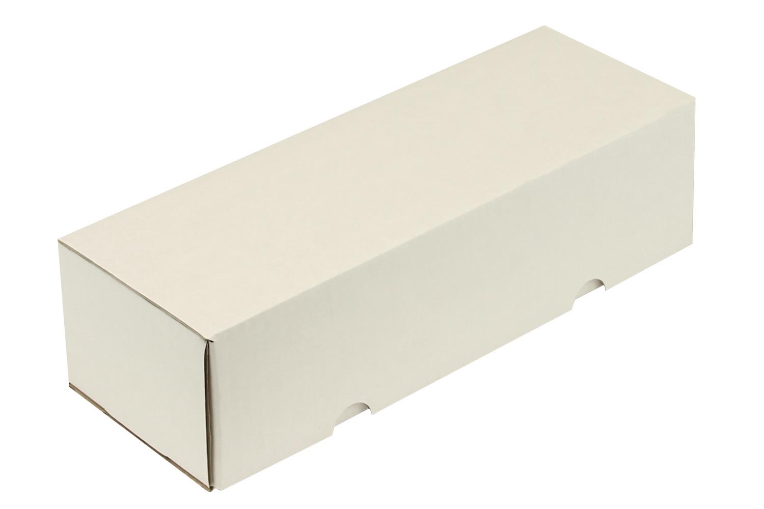Klappschachtel aus Feinwelle 1-wellig, weiß, Qual. 1.20 | 308 x 112 x 80 mm (L x B x H) Innenmaß | VE = 100 Stk.