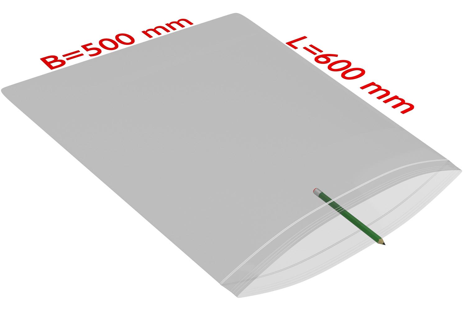PE-Druckverschlussbeutel, transparent, 50 µ | 500 x 600 mm (Offene Seite x L) | VE = 500 Stk.