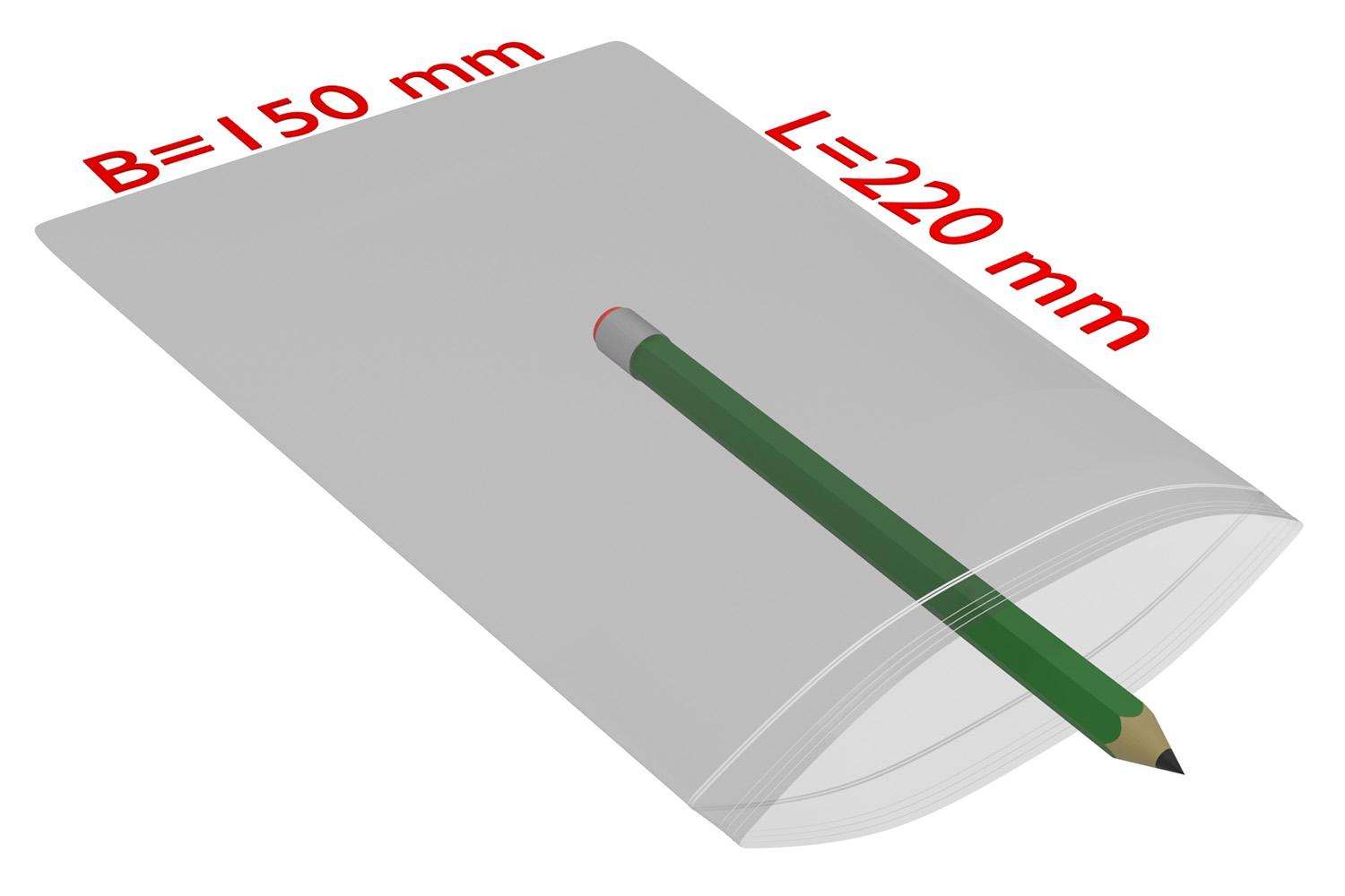 PE-Druckverschlussbeutel, transparent, 50 µ | 150 x 220 mm (Offene Seite x L) | VE = 1000 Stk.