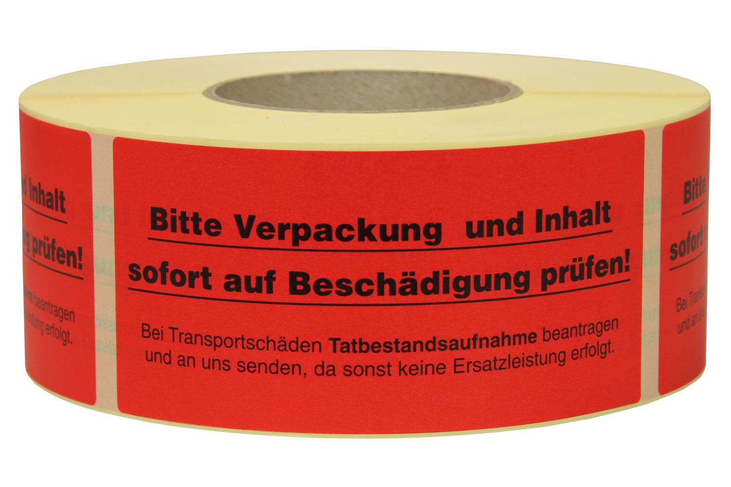 Warnetiketten aus Papier, rot, "Inhalt prüfen" | 145 x 70 mm (L x B) |