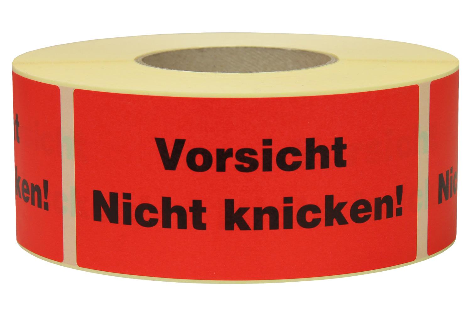 Warnetiketten aus Papier, rot, "Vorsicht Nicht knicken!!" | 145 x 70 mm (L x B) |