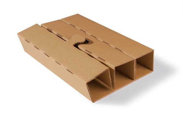 PTZ-Flaschenkarton 3er, braun, postgeprüft | 305 x 110 x 395 mm (L x B x H) Innenmaß | VE = 20 Stk.